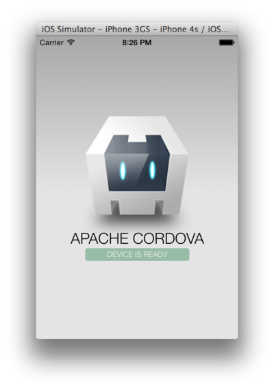 Cordova sample app in iOS emulator